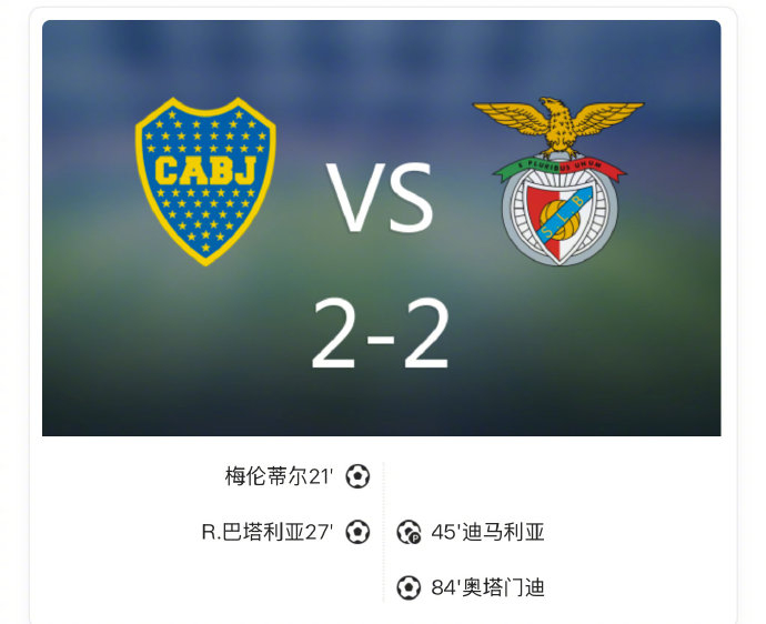 冲突不断+3红牌!世俱杯-本菲卡2-2博卡青年的简单介绍  第1张